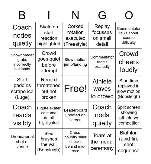Winter Olympics 2026 (B) Bingo Card