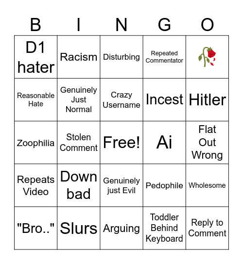 Instagrammer Comencets Bingo Card