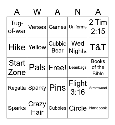 CBC Awana Bingo Card