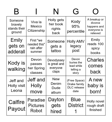 2026 Bingo of Positivity Bingo Card