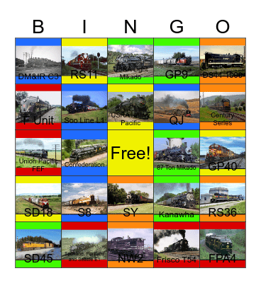 Grand Trunk Western and Regional Railroads  that I would like to take photographs with Carmen one day Bingo Card