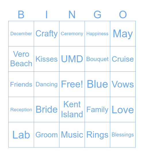 Molly's Bridal Bingo Card