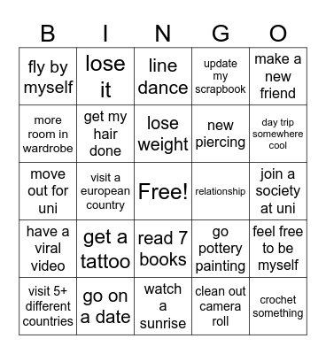 ⭐️ 2026 goal bingo ⭐️ Bingo Card