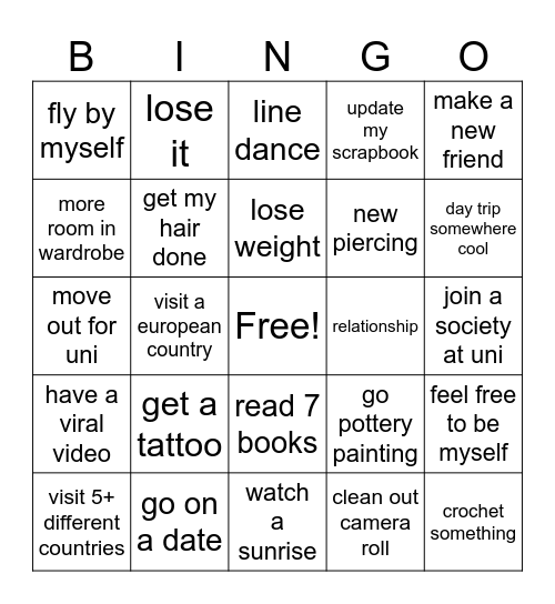 ⭐️ 2026 goal bingo ⭐️ Bingo Card