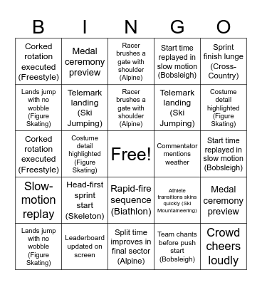 Winter Olympics 2026 (A) Bingo Card