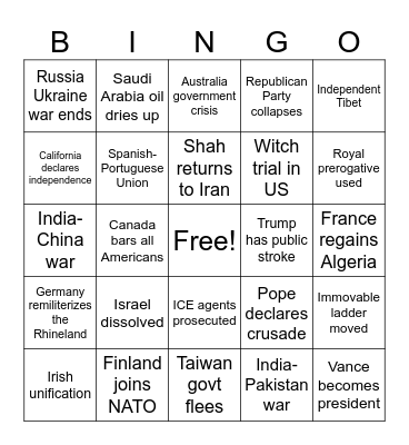 2026 bingo Card