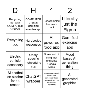 DH12 PROJECT BINGO!! Bingo Card