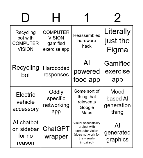 DH12 PROJECT BINGO!! Bingo Card