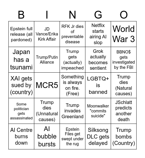 2026 Bingo Card