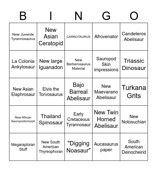 2026 Paleo Bingo Card