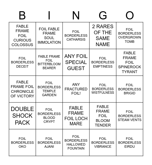 LORWYN ECLIPSED COLLECTOR PACK Bingo Card