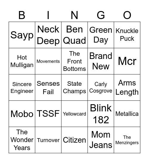 State Champs Bingo Card