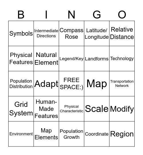 Bianca's Geography Bingo Card