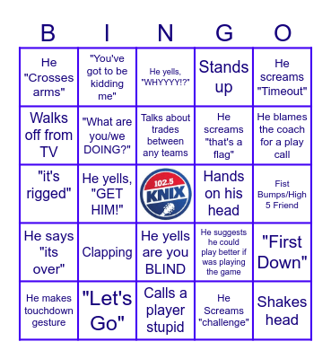 Husband Football Bingo Card