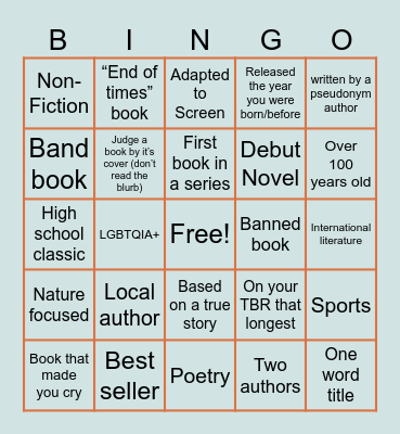 2026 BOOK BINGO Card