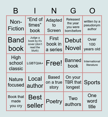 2026 BOOK BINGO Card