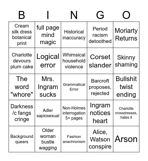 An Event In Beef Gravy Bingo Card