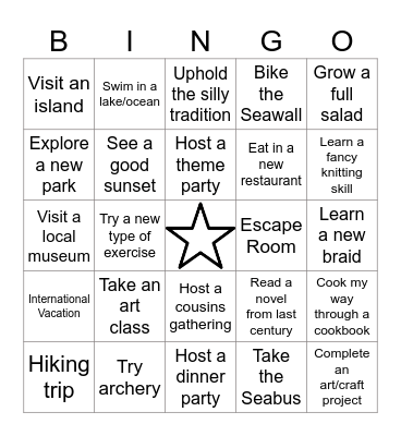 2026 Bingo Card