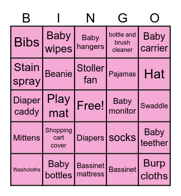 Baby Bingo Card