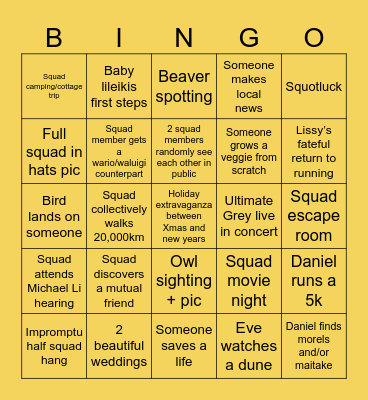 Shapovalovers 2026 Bingo Card