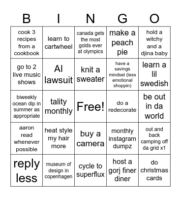 peg 2026 Bingo Card
