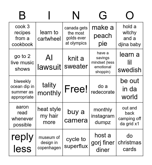 peg 2026 Bingo Card
