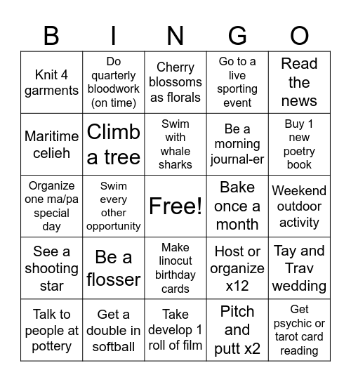 Vingo 2026 Bingo Card