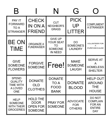 "Doing" Bingo Card