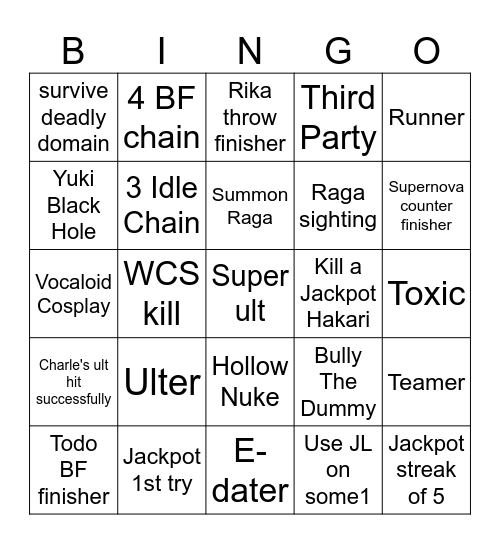 JJS Bingo Card