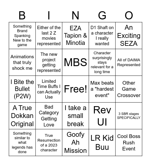 Dokkan 2026 Bingo Card