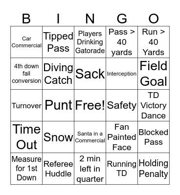 Football Bingo Card