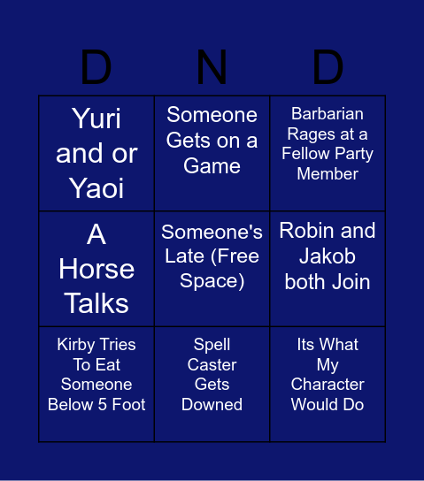 DND BINGO Card