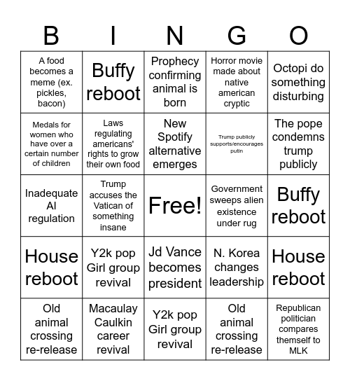 2026 bingo Card