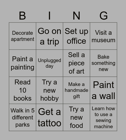 2026 Bingo Card