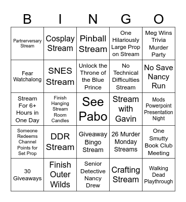 Stream Bingo 2026 Bingo Card