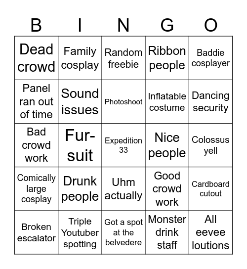 Magfest Bingo Card