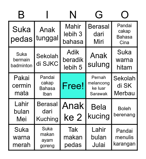 Cari seseorang yang Bingo Card