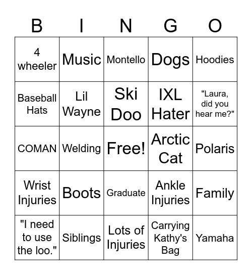Nathan Bingo Card
