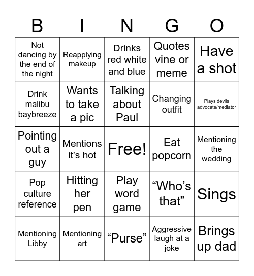 Ally Bingo Card