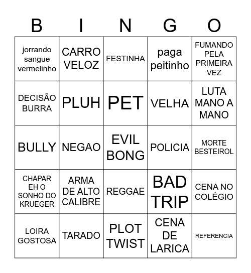 EVIL BONG Bingo Card