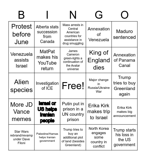 2026 Bingo Card