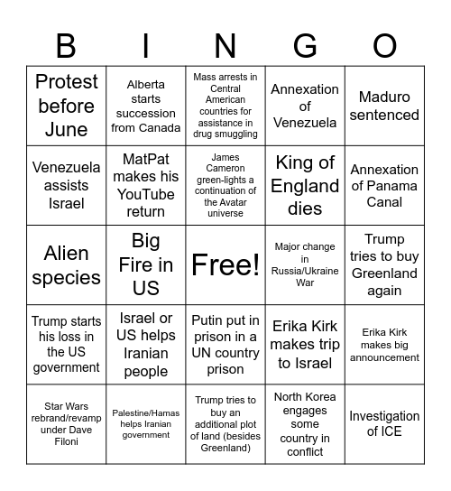 2026 Bingo Card