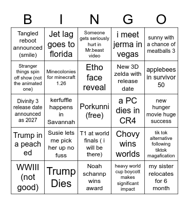 2026 Bingo Card