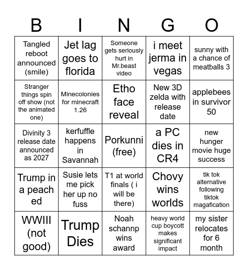 2026 Bingo Card