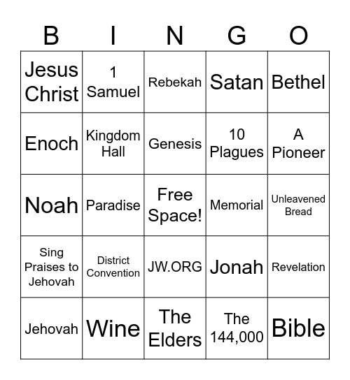 Family Worship Bingo Card