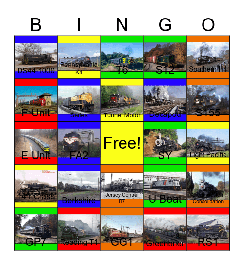 Erie and other Railroads in New Jersey that I would like to take photographs with Carmen one day Bingo Card
