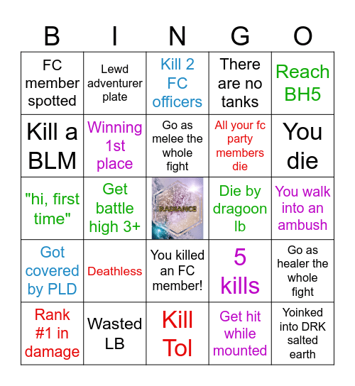 Radiance Frontlines Bingo Card