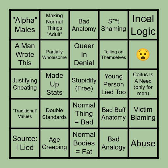 Sexism Bingo Card
