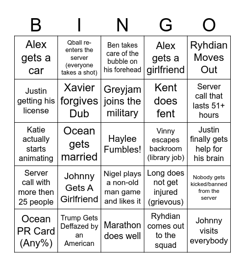 Hall of (((LOS))) Bingo 2026 Bingo Card