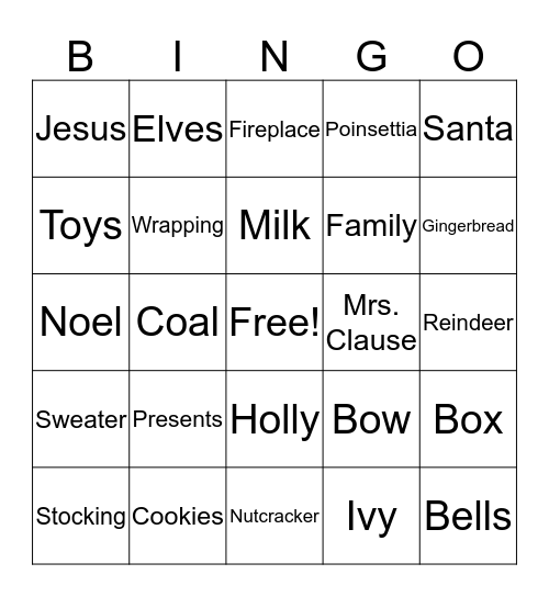 Christmas Bingo! Bingo Card